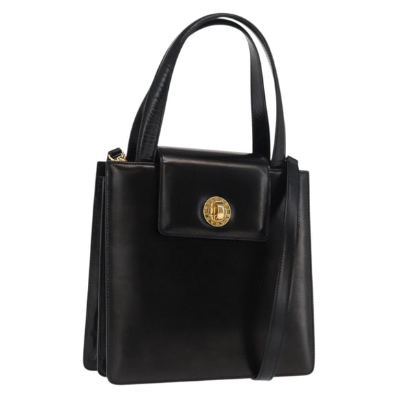 BVLGARI Handtas Leer 2way Goud Zwart Auth bs29102
