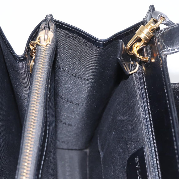 BVLGARI Hand Bag Leather 2way Gold Black Auth bs29102