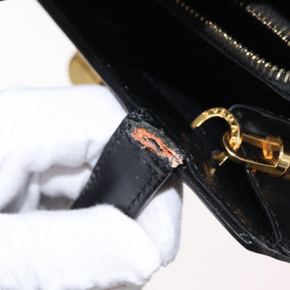 BVLGARI Handtas Leer 2way Goud Zwart Auth bs29102