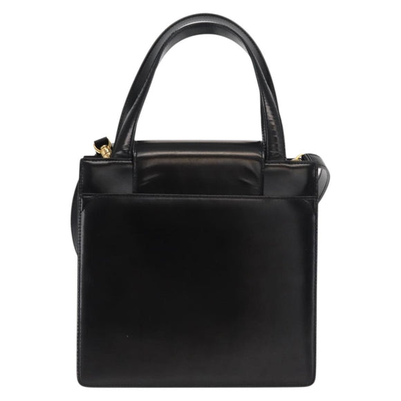 BVLGARI Hand Bag Leather 2way Gold Black Auth bs29102