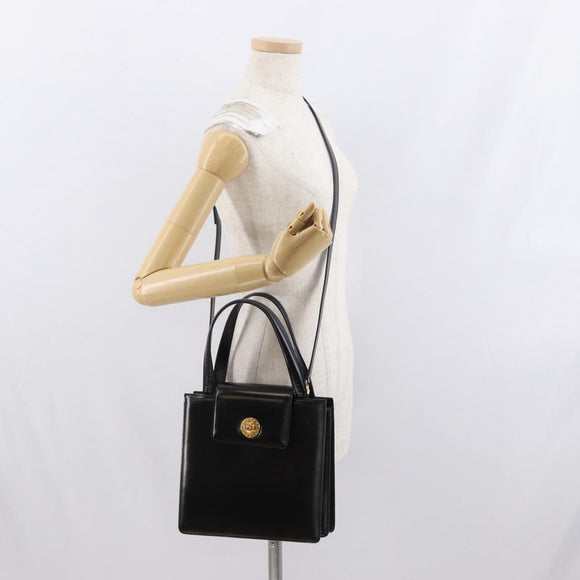BVLGARI Handtas Leer 2way Goud Zwart Auth bs29102