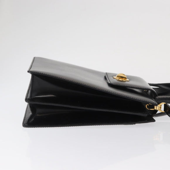BVLGARI Hand Bag Leather 2way Gold Black Auth bs29102