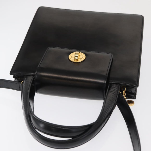 BVLGARI Handtas Leer 2way Goud Zwart Auth bs29102