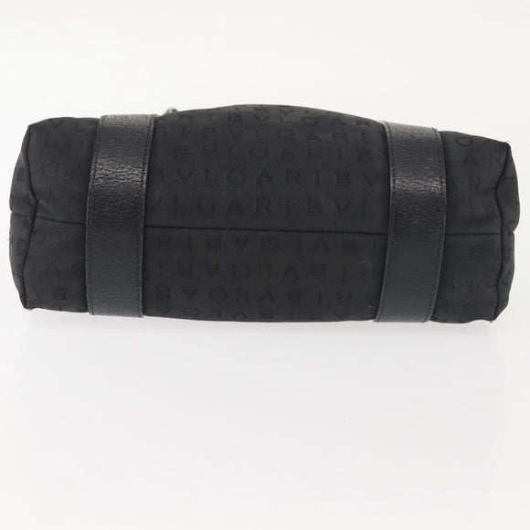 BVLGARI Logo Mania Hand Bag Canvas Black Silver Auth bs29103