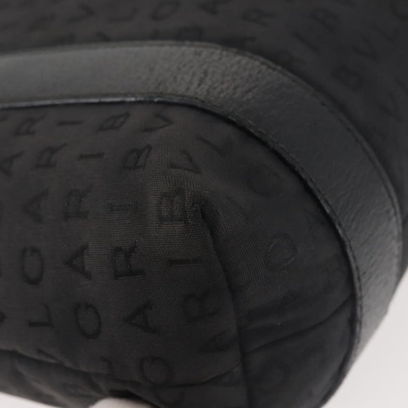 BVLGARI Logo Mania Hand Bag Canvas Black Silver Auth bs29103