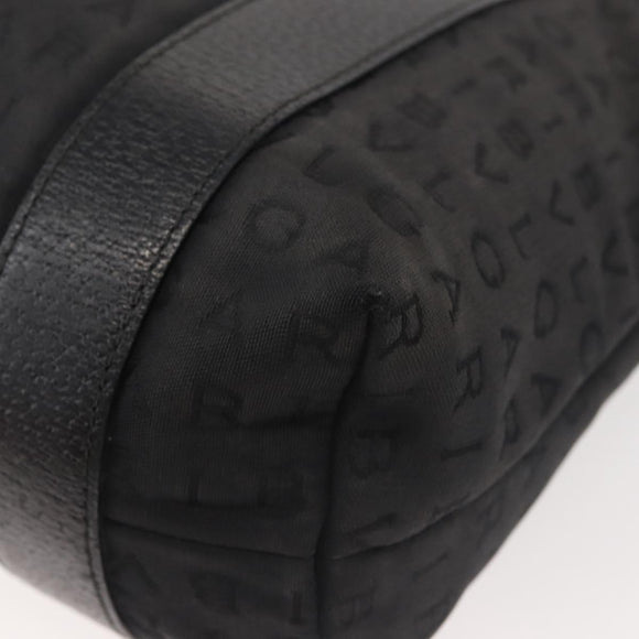 BVLGARI Logo Mania Hand Bag Canvas Black Silver Auth bs29103