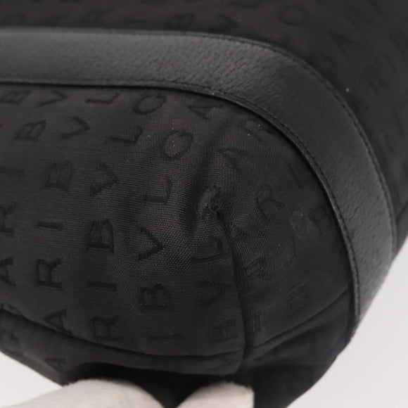 BVLGARI Logo Mania Hand Bag Canvas Black Silver Auth bs29103