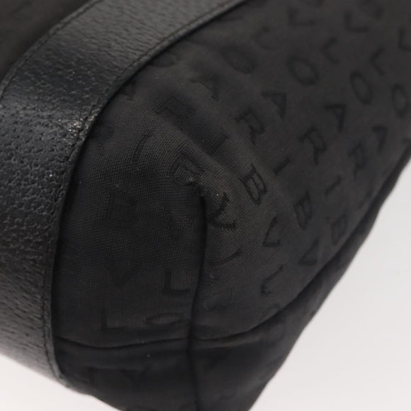 BVLGARI Logo Mania Hand Bag Canvas Black Silver Auth bs29103