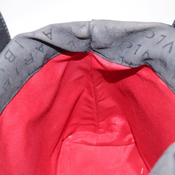 BVLGARI Logo Mania Hand Bag Canvas Black Silver Auth bs29103