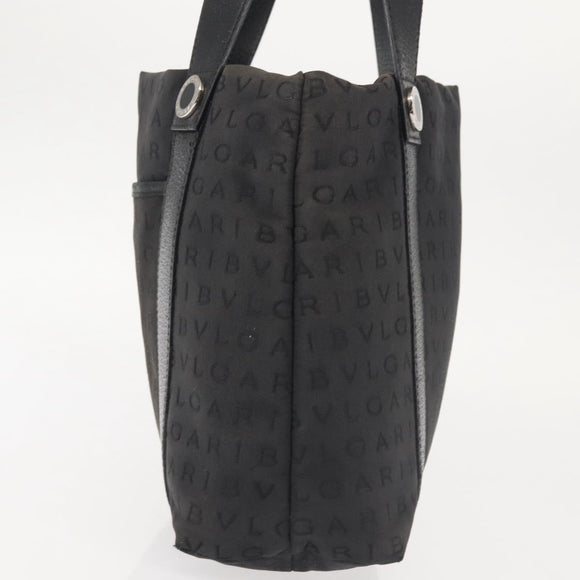 BVLGARI Logo Mania Hand Bag Canvas Black Silver Auth bs29103