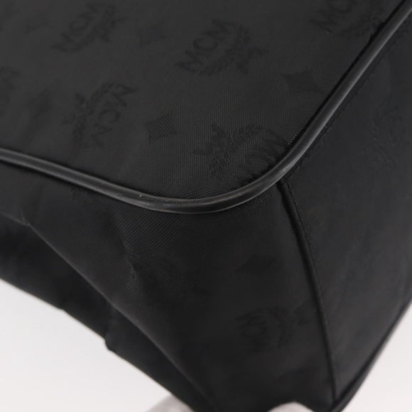 MCM Logogram Vicetos Chain Tote Bag PVC Black Gold Auth bs29106