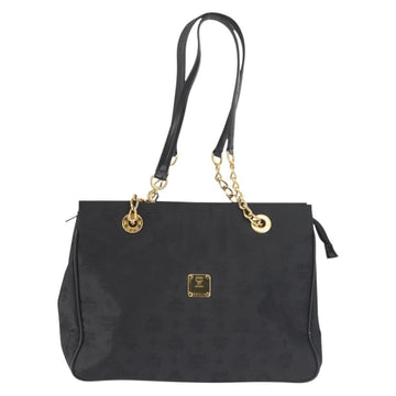 MCM Logogram Vicetos Chain Tote Bag PVC Black Gold Auth bs29106 - 0