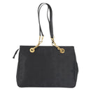 MCM Logogram Vicetos Chain Tote Bag PVC Black Gold Auth bs29106-3
