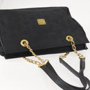 MCM Logogram Vicetos Chain Tote Bag PVC Black Gold Auth bs29106-6