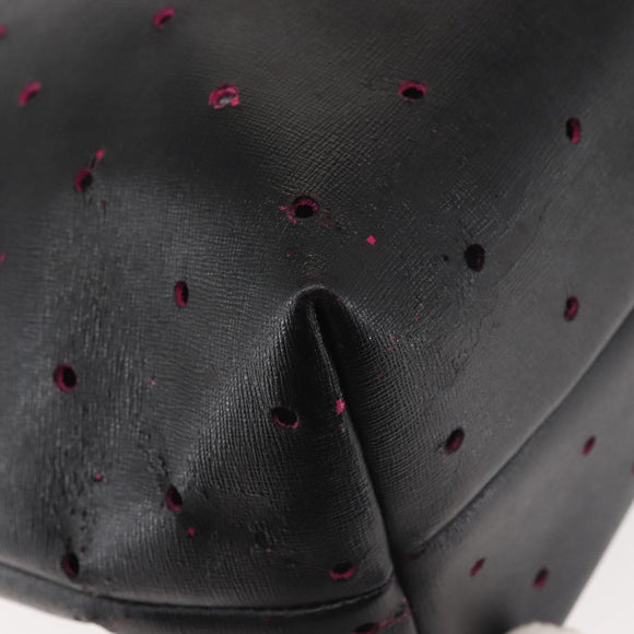 FENDI Tote Bag Leather Black Gold Auth bs29107