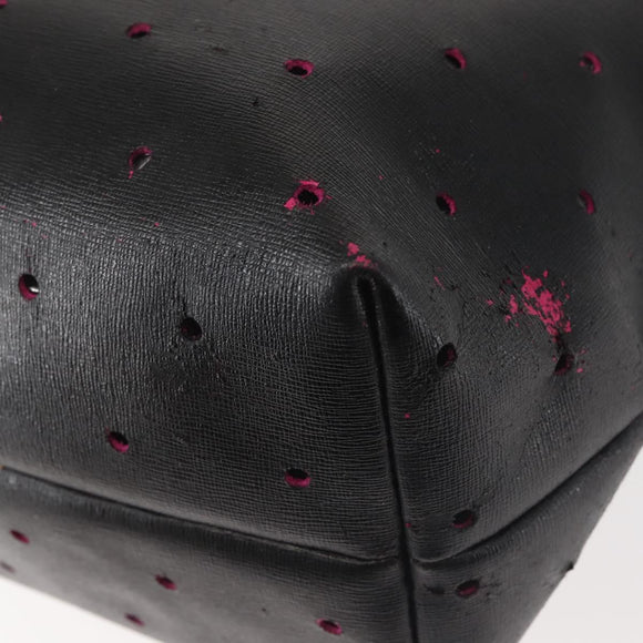 FENDI Tote Bag Leather Black Gold Auth bs29107