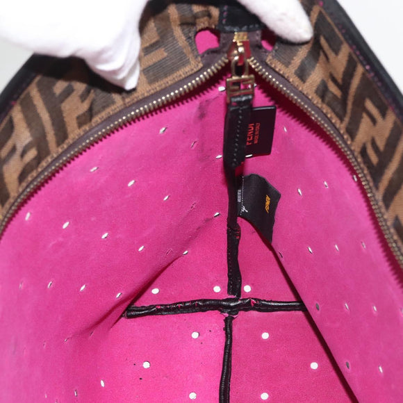 FENDI Tote Bag Leather Black Gold Auth bs29107