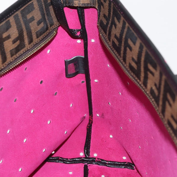 FENDI Tote Bag Leather Black Gold Auth bs29107