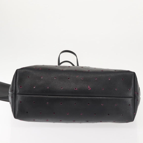 FENDI Tote Bag Leather Black Gold Auth bs29107