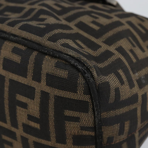 FENDI Zucca Canvas Mamma Baguette Shoulder Bag Black Brown Auth bs29108