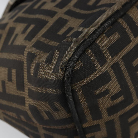 FENDI Zucca Canvas Mamma Baguette Shoulder Bag Black Brown Auth bs29108