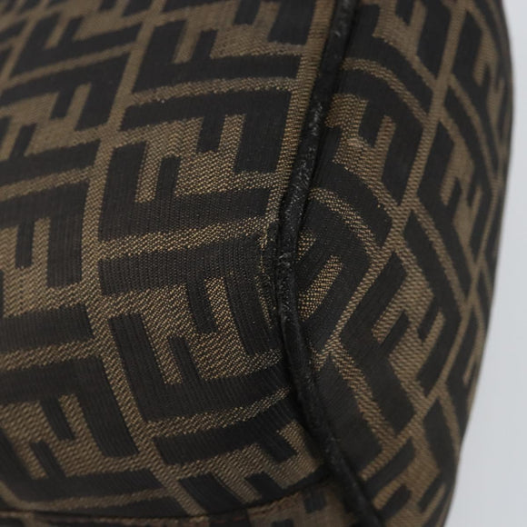 FENDI Zucca Canvas Mamma Baguette Shoulder Bag Black Brown Auth bs29108