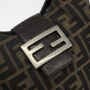 FENDI Zucca Canvas Mamma Baguette Shoulder Bag Black Brown Auth bs29108-17