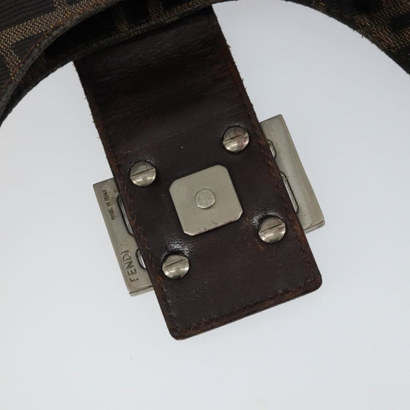 FENDI Zucca Canvas Mamma Baguette Shoulder Bag Black Brown Auth bs29108