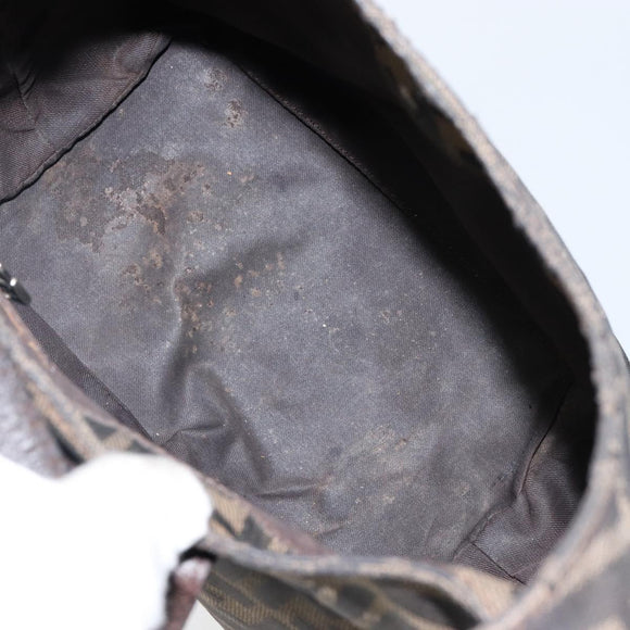 FENDI Zucca Canvas Mamma Baguette Shoulder Bag Black Brown Auth bs29108