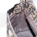 FENDI Zucca Canvas Mamma Baguette Shoulder Bag Black Brown Auth bs29108-21