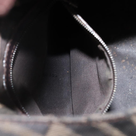 FENDI Zucca Canvas Mamma Baguette Shoulder Bag Black Brown Auth bs29108