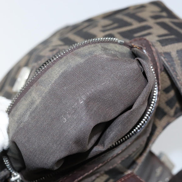 FENDI Zucca Canvas Mamma Baguette Shoulder Bag Black Brown Auth bs29108