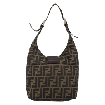 FENDI Zucca Canvas Mamma Baguette Shoulder Bag Black Brown Auth bs29108 - 0