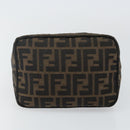 FENDI Zucca Canvas Mamma Baguette Shoulder Bag Black Brown Auth bs29108-5