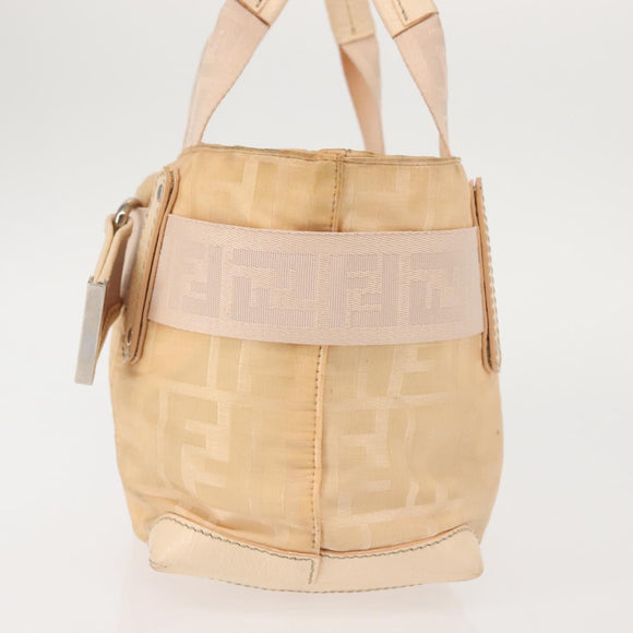 FENDI Zucca Canvas Hand Bag Beige Auth bs29109