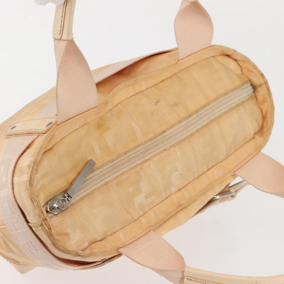 FENDI Zucca Canvas Hand Bag Beige Auth bs29109