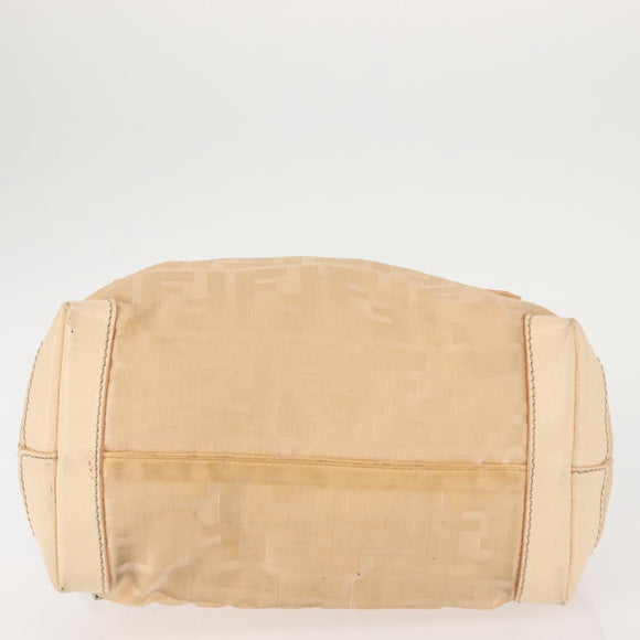 FENDI Zucca Canvas Hand Bag Beige Auth bs29109