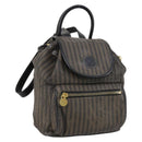 FENDI Pecan Canvas Backpack Brown Black gold Auth bs29110-1