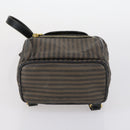 FENDI Pecan Canvas Backpack Brown Black gold Auth bs29110-11