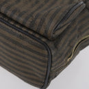 FENDI Pecan Canvas Backpack Brown Black gold Auth bs29110-12