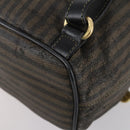 FENDI Pecan Canvas Backpack Brown Black gold Auth bs29110-14