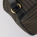 FENDI Pecan Canvas Backpack Brown Black gold Auth bs29110-15