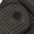 FENDI Pecan Canvas Backpack Brown Black gold Auth bs29110-16