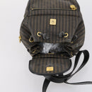FENDI Pecan Canvas Backpack Brown Black gold Auth bs29110-18