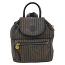 FENDI Pecan Canvas Backpack Brown Black gold Auth bs29110-2