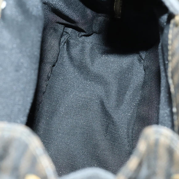 FENDI Pecan Canvas Backpack Brown Black gold Auth bs29110