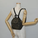FENDI Pecan Canvas Backpack Brown Black gold Auth bs29110-24