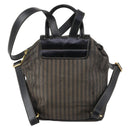 FENDI Pecan Canvas Backpack Brown Black gold Auth bs29110-3