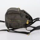 FENDI Pecan Canvas Backpack Brown Black gold Auth bs29110-4