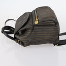 FENDI Pecan Canvas Backpack Brown Black gold Auth bs29110-5